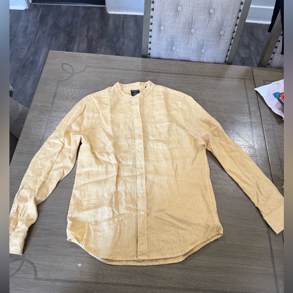 Todd Snyder Baird McNutt Irish Linen Shirt Mens M yellow